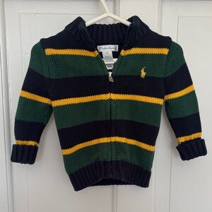 Ralph Lauren Kids Navy and Green Striped Sweater